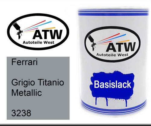 Ferrari, Grigio Titanio Metallic, 3238: 500ml Lackdose, von ATW Autoteile West.